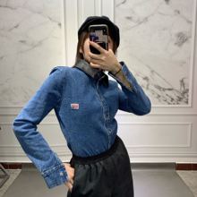 20早春wang衬衫弹力牛仔拼接女面料2