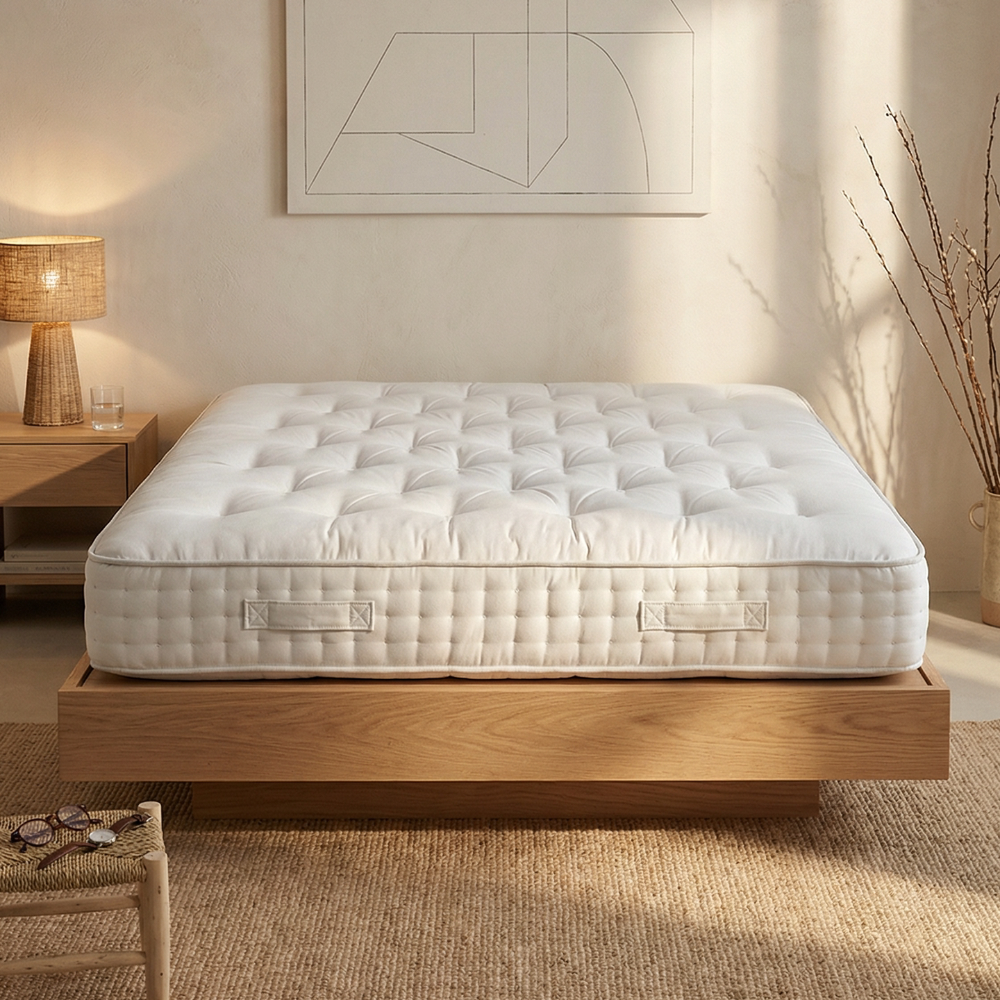 无胶水纯天然马尾毛羊绒手工拉扣四叶草独立弹簧床垫席梦思双人垫