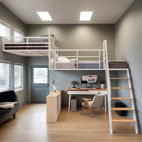 简约铁艺双层床储物护栏可定制