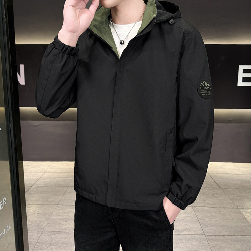 明星同款夹克男款爆款2026新款工装风衣连帽薄款冲锋衣男防风防水