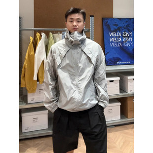 明星同款银灰色解构冰丝防晒衣男款夏季薄款透气连帽防晒服户外骑