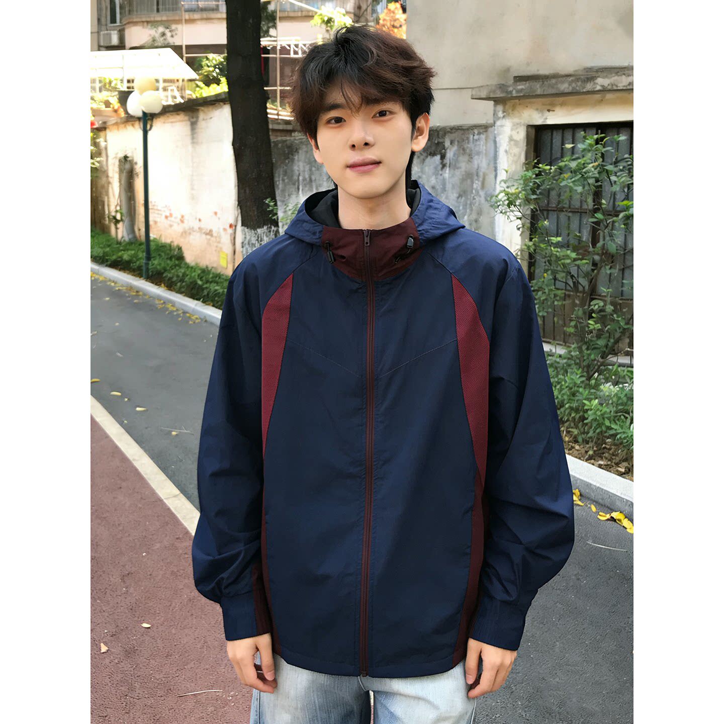 明星同款拼接冰丝速干防晒衣男夏季防紫外线钓鱼服户外连帽冲锋衣