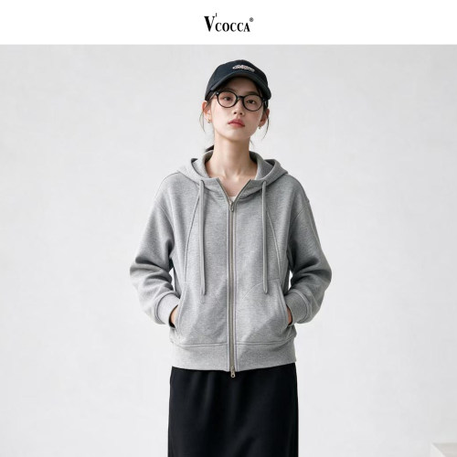 秋冬款连帽针织卫衣女棉亲肤弹力