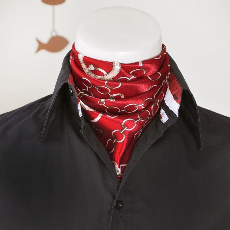 星曌●韩版时尚先生男士宫廷英伦链纹丝巾小方巾领巾轻薄绅士围脖