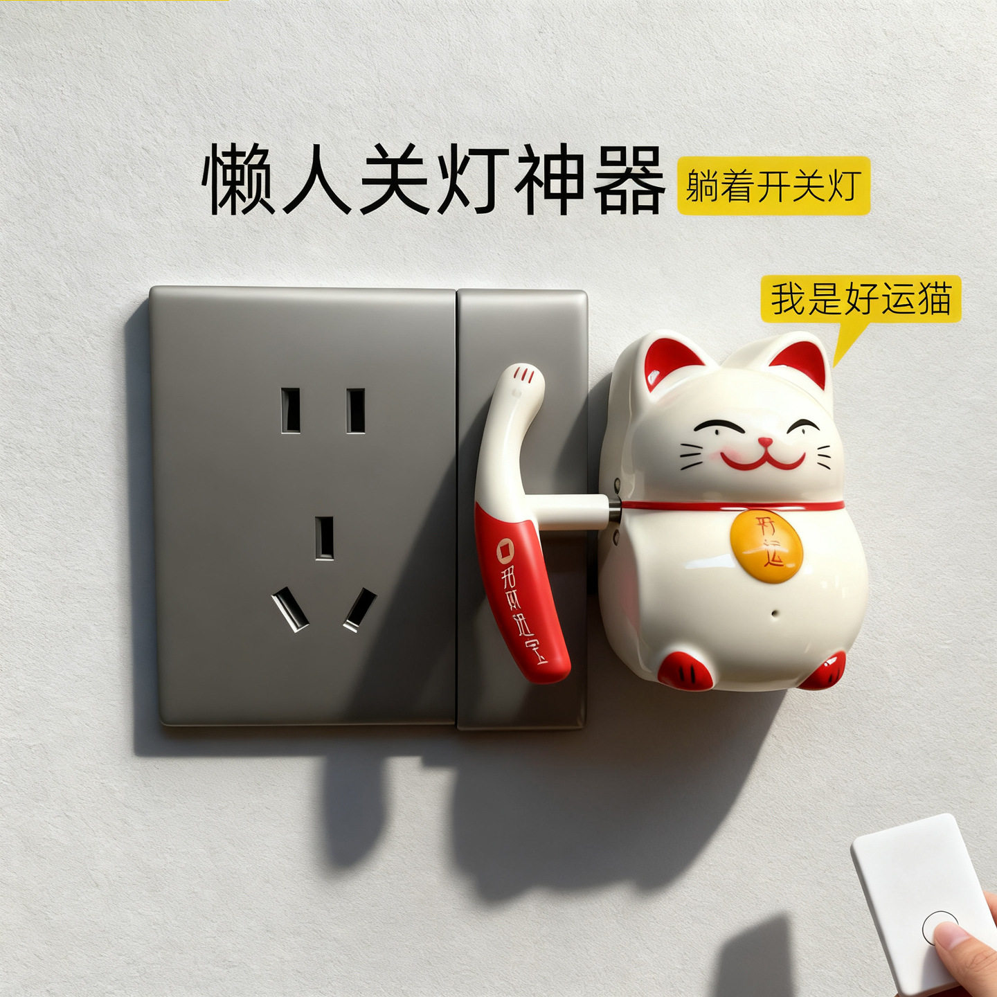 招财猫懒人关灯神器无线开关灯免布线遥控智能开关远程控制开关,电子/电工,遥控开关,淘宝优惠券,粉丝福利购,淘宝优惠卷