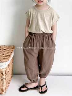 裤 小苹果韩版 森系薄款 清凉一夏儿童抖抖裤 子 男女童宝宝宽松防蚊裤