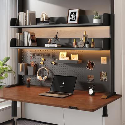 立式洞洞板桌面书架学生书桌电脑办公桌上铁艺多层收纳置物架饰品