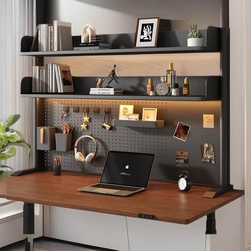 立式洞洞板桌面书架学生书桌电脑办公桌上铁艺多层收纳置物架饰品