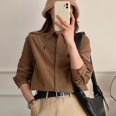 纯棉刺绣衬衫女气质春秋新款