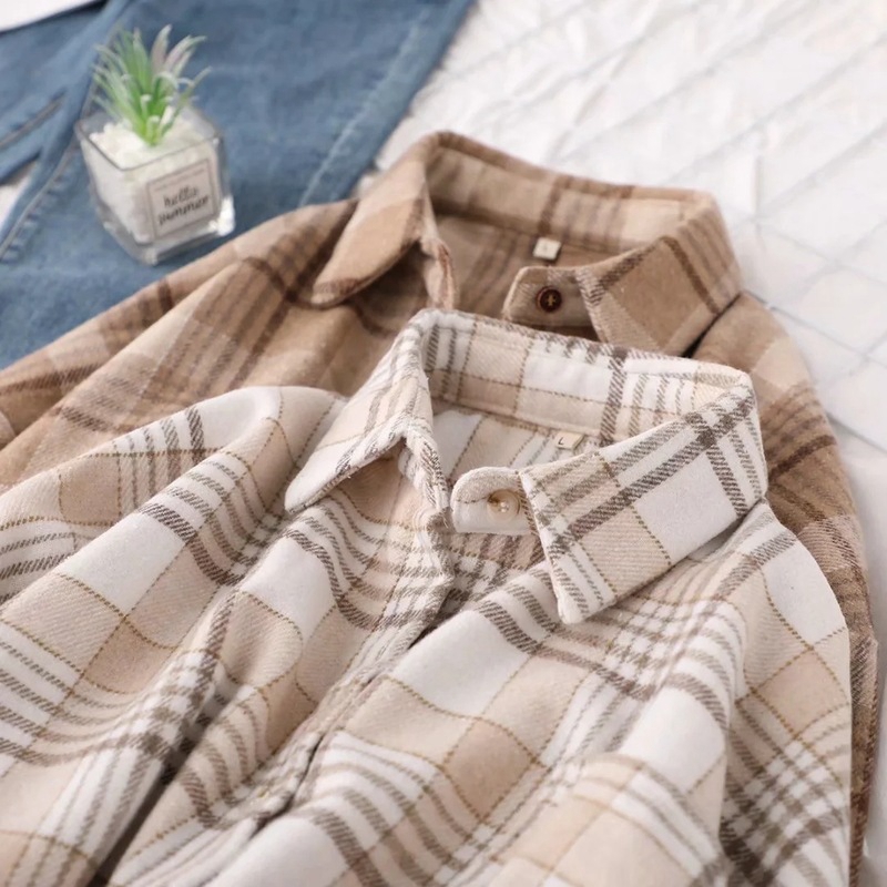 冬加绒复古加厚格子衬衫