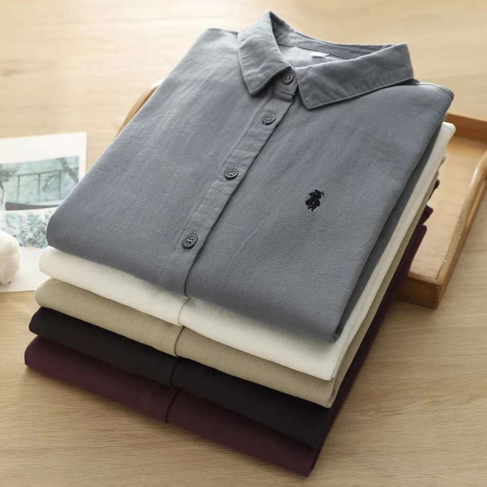 简约小刺绣磨毛长袖衬衫女2026春季新款宽松休闲显瘦上衣衬衣外搭,女装/女士精品,衬衫,淘宝优惠券,粉丝福利购,淘宝优惠卷