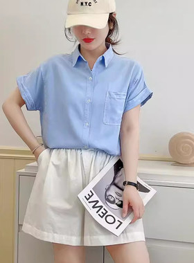 夏季新款短袖衬衫女宽松休闲百搭