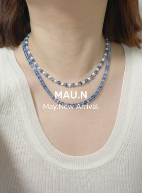 天然石女蓝色冰透项链夏季清凉