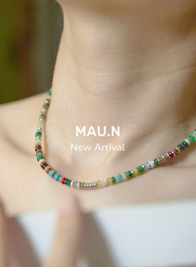 天然石男女银色项链精致露营