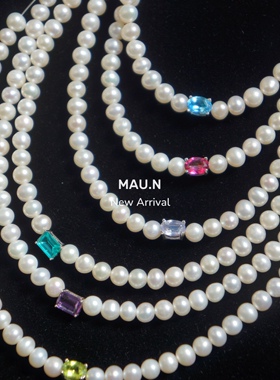 MauN可以戴20年的经典款925镶嵌天然淡水珍珠强光彩色半宝石项链