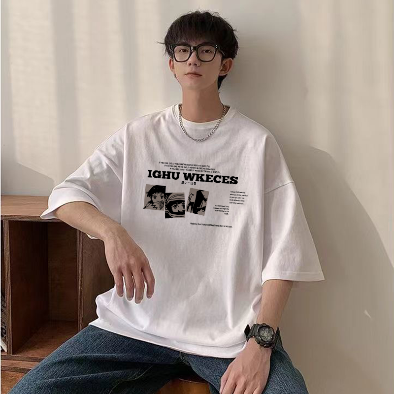 小众重磅纯棉短袖t恤男款春夏季chic港风百搭宽松潮牌半袖上衣ins,男装,T恤,淘宝优惠券,粉丝福利购,淘宝优惠卷