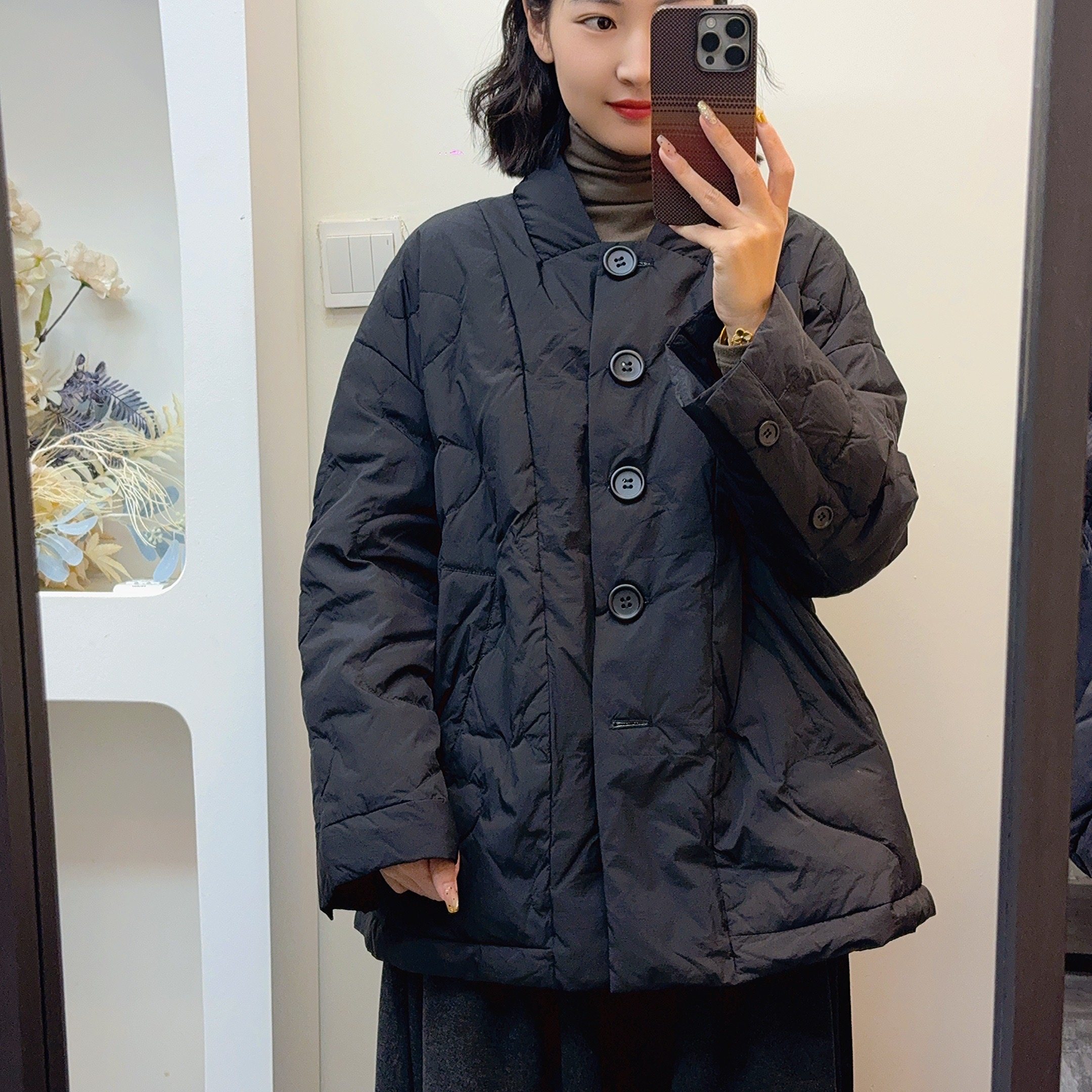 【赢利】冬季新款女士休闲百搭轻薄中长款羽绒服 5091