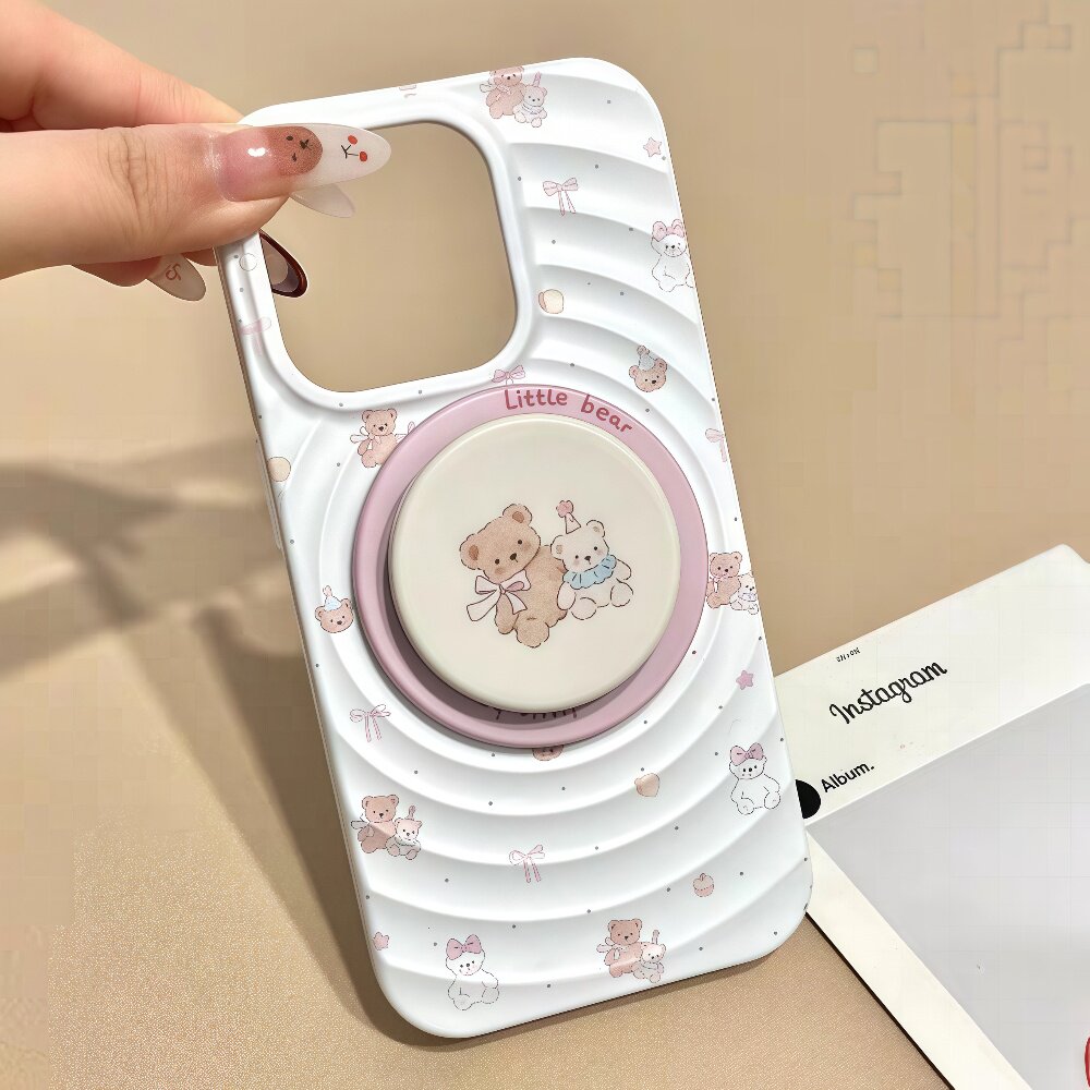 适用苹果17promax磁吸手机壳16pro支架iphone14新款13pro女12可爱11高级15plus礼帽小熊xs/xr防摔17air保护套