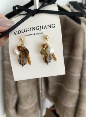 0326新品Atelier Koa 日本手作复古度假风编织珠管实木耳环