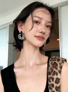 Atelier Koa  黑白几何醋酸耳环日本