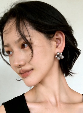 Atelier Koa  超百搭灰色大小不规则仿珍珠耳环