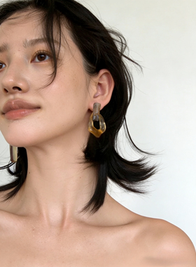 Toxic F ｜有毒植物 手工醋酸不规则几何超气质款透视日本耳环