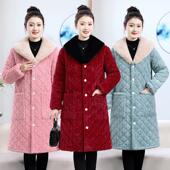 棉服罩衣加绒加厚中长款 冬季 女装 棉衣外套保暖防寒棉袄大衣风衣