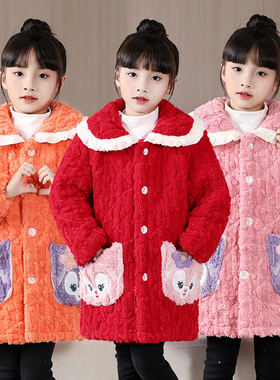 冬季加绒加厚保暖儿童罩衣男童女童小孩宝宝外穿棉袄棉服棉衣童装