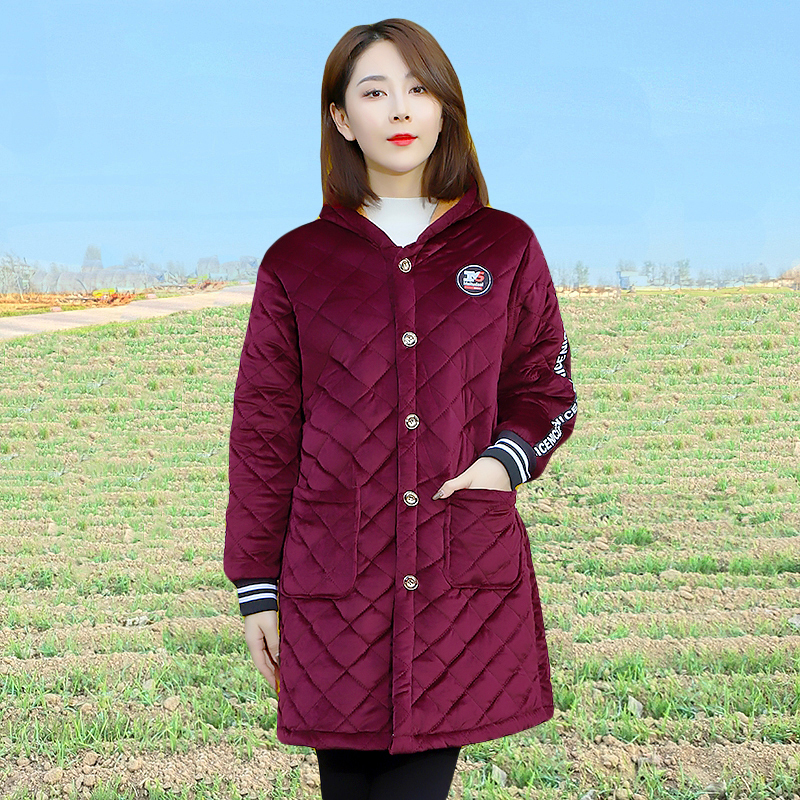 棉中长款加厚款棉衣加绒加厚女装