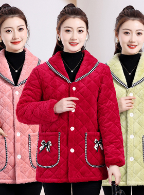 小香风外套女冬季加绒加厚新款棉衣棉服小个子短款防寒保暖罩衣