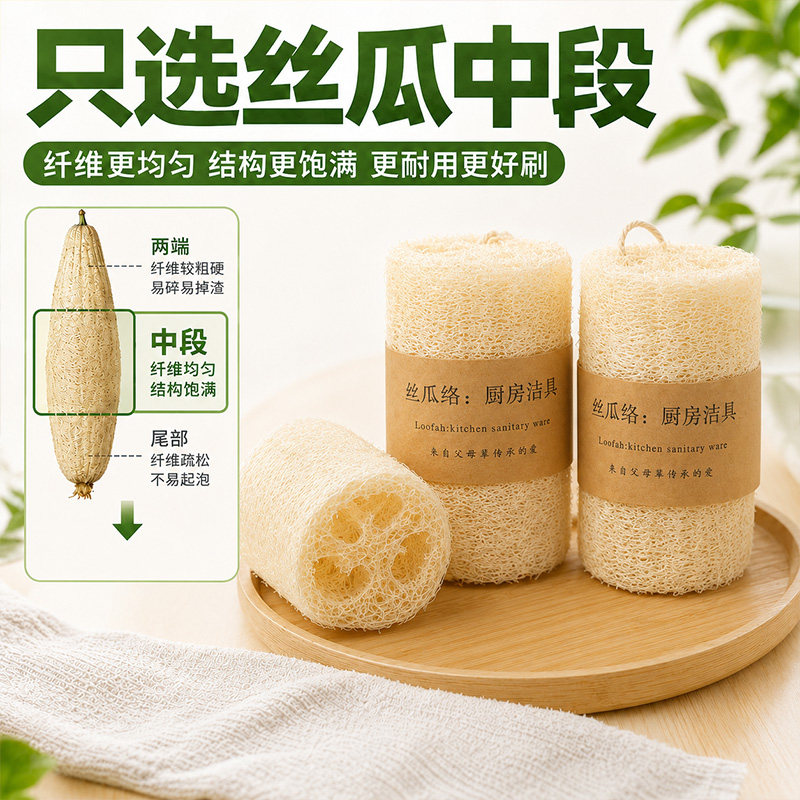 丝瓜络洗碗海绵擦天然纤维洗碗布厨房专用清洁用品耐用清洗不伤锅
