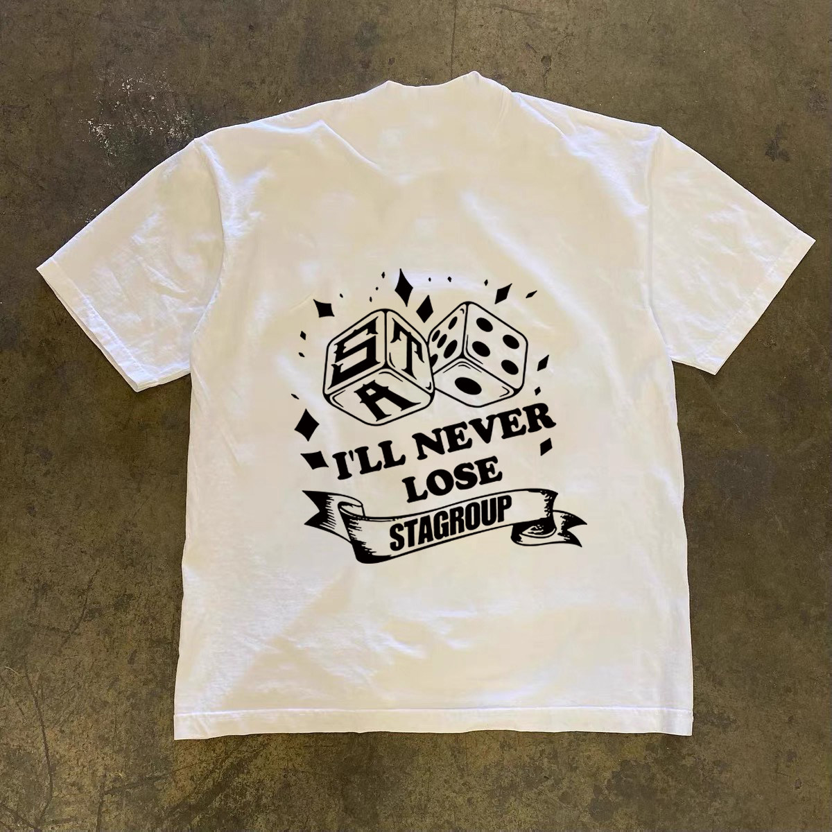 高端男款短袖T恤潮牌印花白色圆领薄款半截袖汗衫棉质亲肤透气t恤