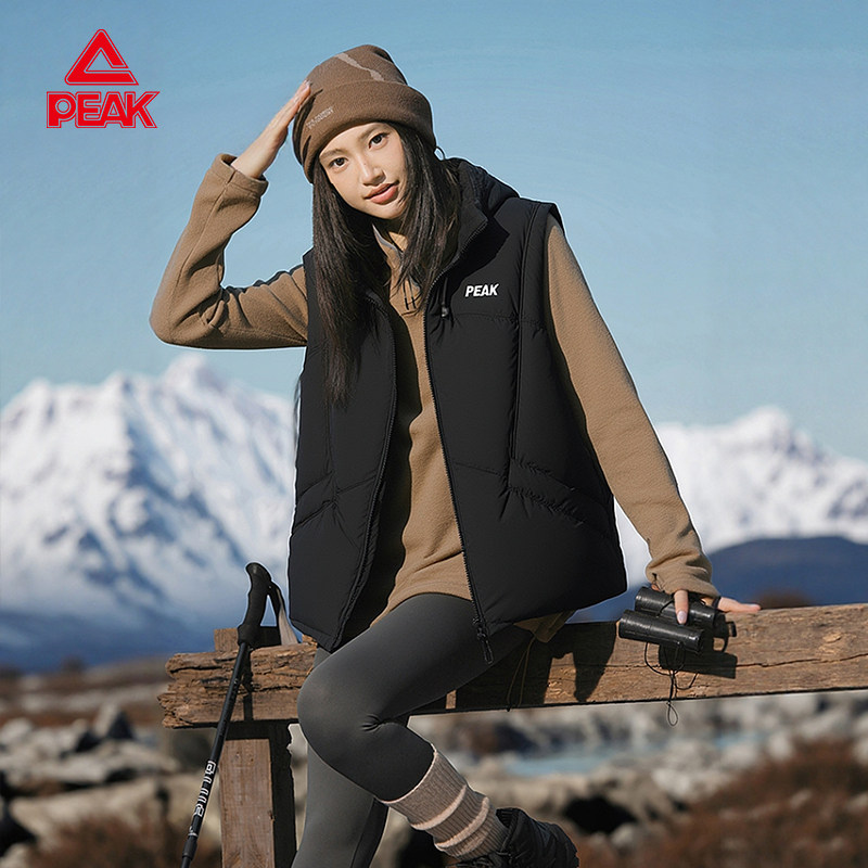 匹克棉马甲女秋冬2025新款外穿运动百搭连帽时尚背心内胆保暖外套