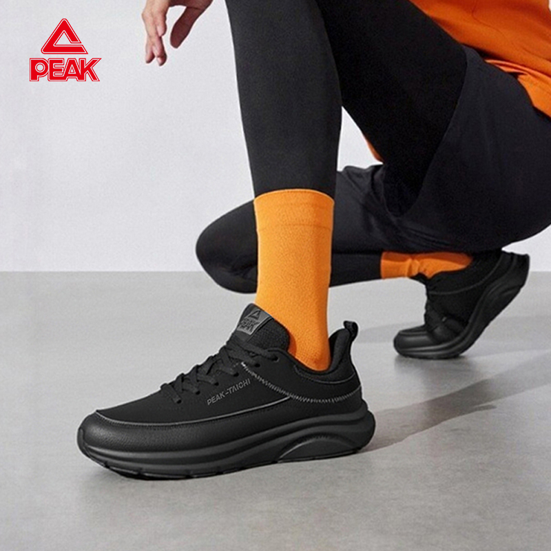 匹克态极舒行皮面减震防水跑步鞋