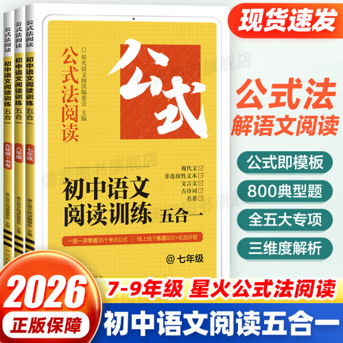 星火初中语文阅读理解答题模板七年级八九年级初一初二初三上下册语文阅读理解专项训练书公式法语文阅读训练五合一现代文名著阅读