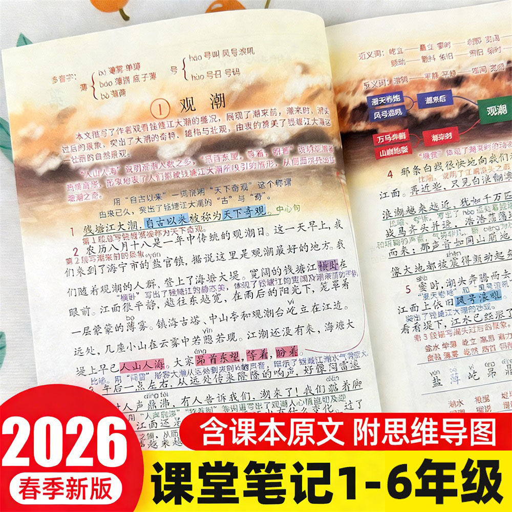 2026春新版学霸课堂笔记一二三四五六年级上下册语文数学英语人教版小学随堂课本同步讲解教材全解读书贴状元七彩黄冈辅导资料预习