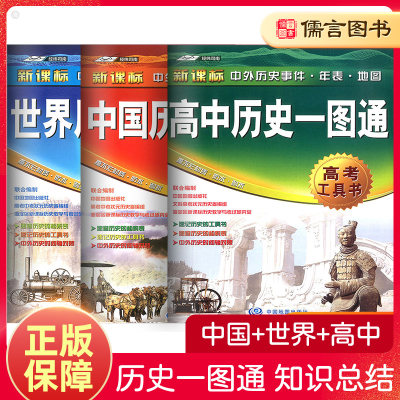 正版中国历史一图通世界历史一图通高中历史一图通全套3册 中外历史事件年表地图高考历史知识点总结工具书中国地图出版社儒言图书