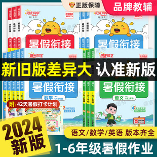 小学暑期阅读应用口算题卡字帖专项训练习教材同步一本通 2024阳光同学暑假衔接作业一升二三四五六年级下册语文数学英语全套人教版