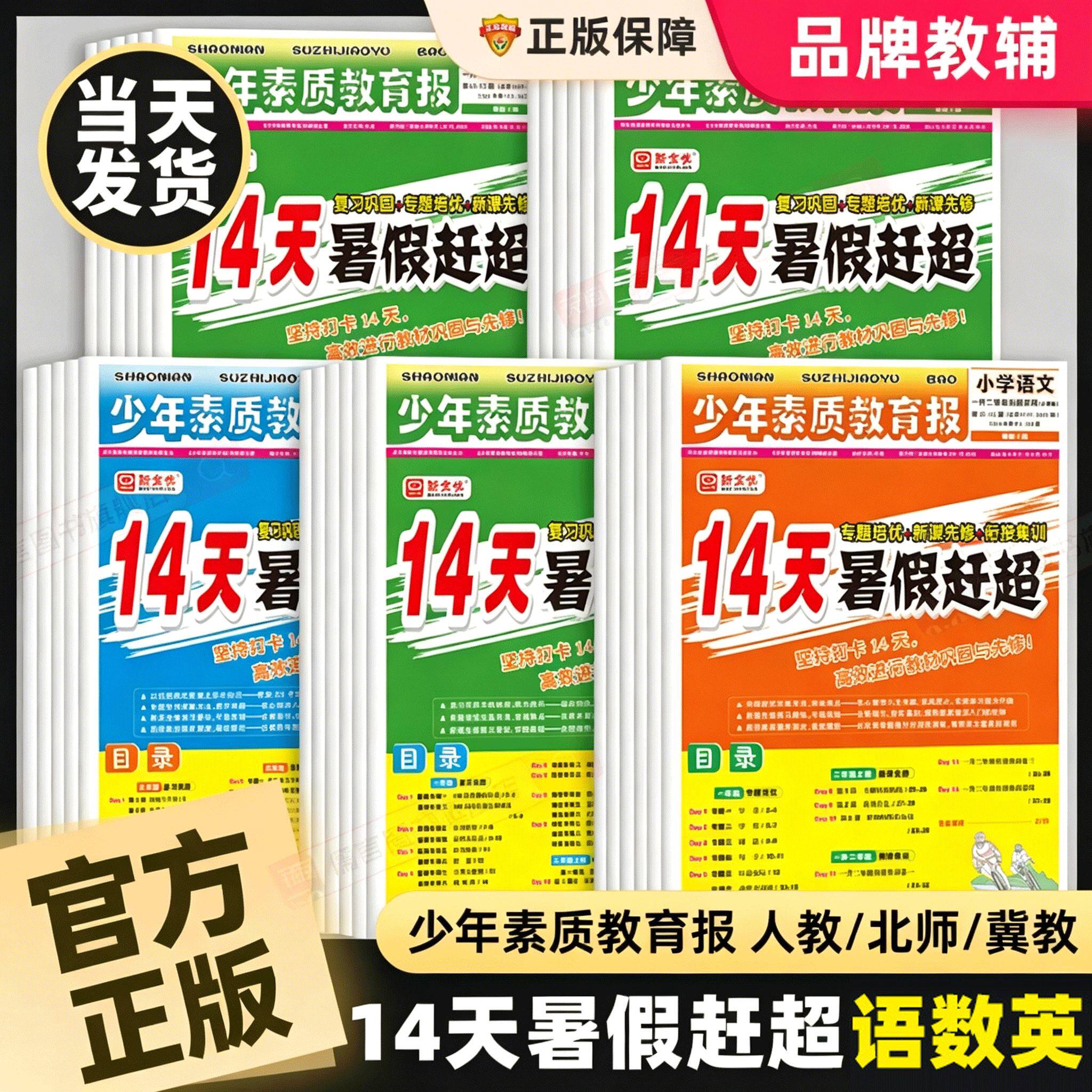 【抖音同款】14天暑假赶超少年素质教育报一二三四五六年级下册语文数学英语人教版北师冀教版暑假衔接作业本衔接预习练习册新全优