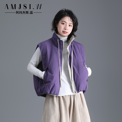 羊毛内胆马甲女短款宽松外穿背心