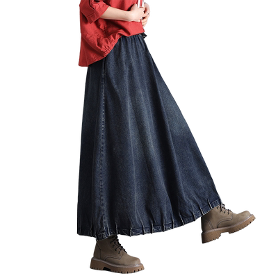 阿玛杰斯温中长款a字休闲牛仔裙