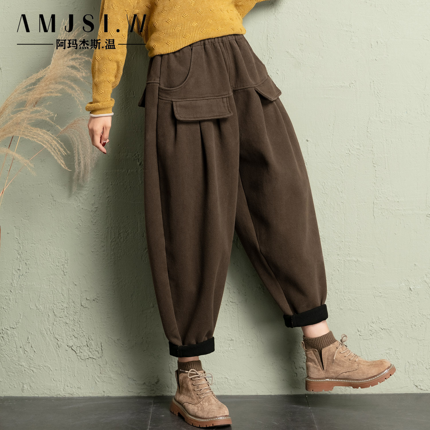 加绒老爹裤女宽松大码显瘦萝卜裤松紧高腰保暖棉裤外穿加厚哈伦裤,女装/女士精品,休闲裤,淘宝优惠券,粉丝福利购,淘宝优惠卷