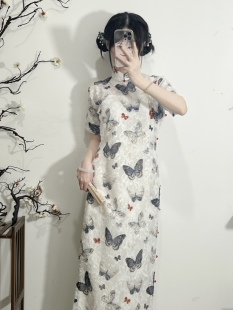 蝴蝶旗袍 古法 全开襟 春秋 传统旗袍 30S 兮言坊