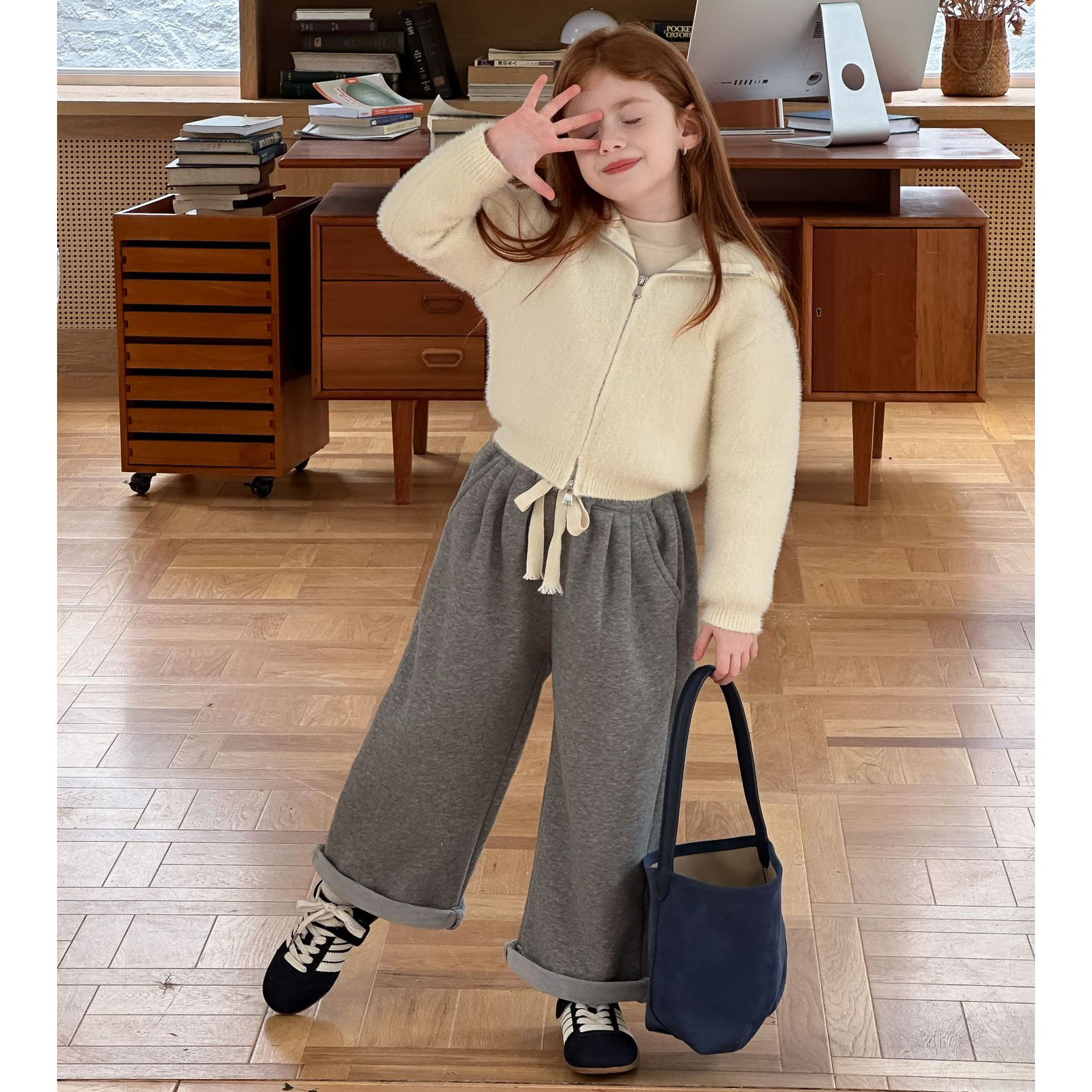 女童加绒休闲裤冬季直筒裤宽松潮