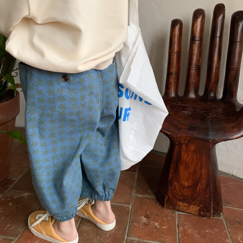 儿童裤子女童长裤童装秋装休闲裤五角星时髦设计师个性哈伦裤新款
