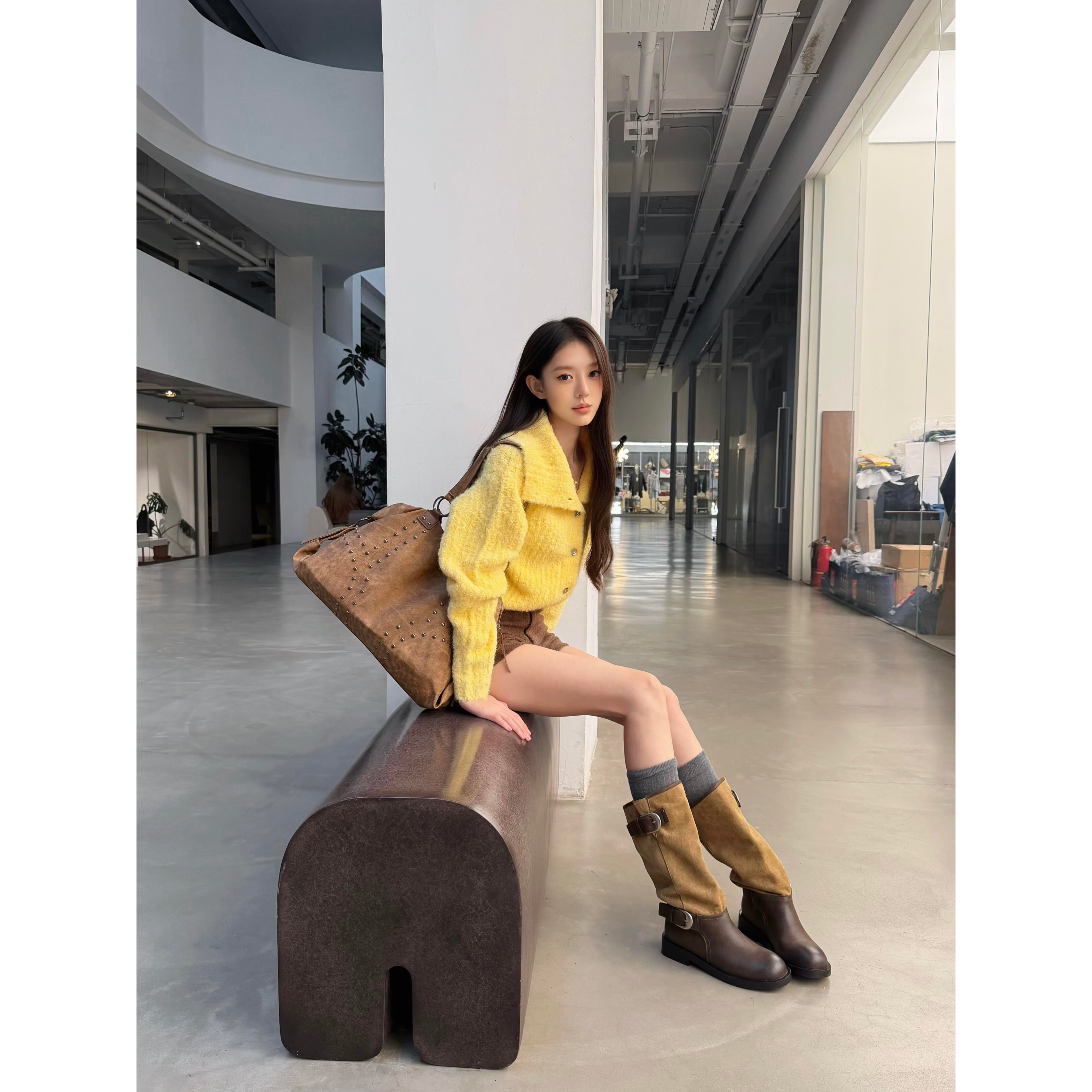 2025秋季新款气质小众性感纯欲名媛轻奢针织吊带连衣裙女毛呢套装