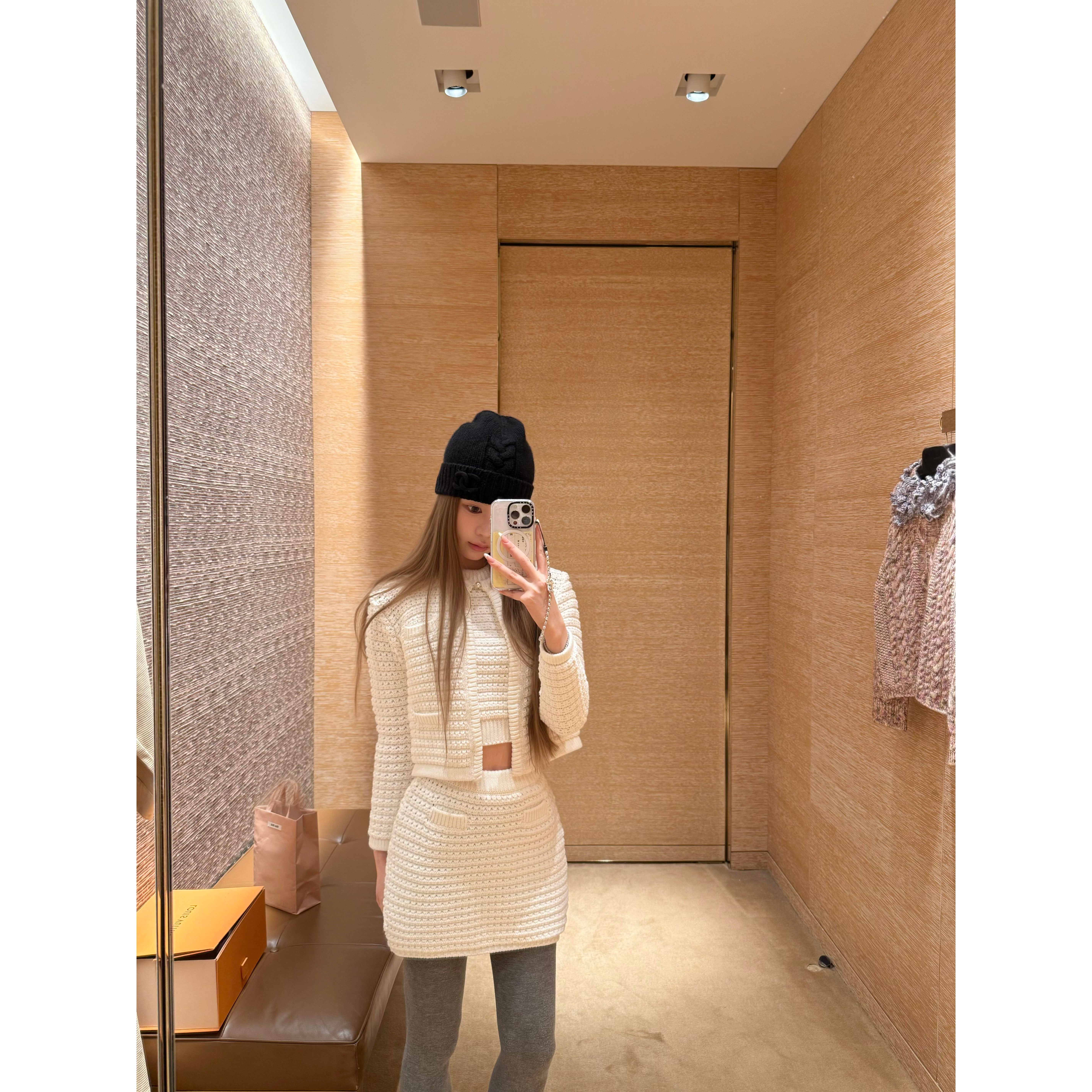 小香风粗花呢套装女秋冬长袖外套半身裙三件套千金风轻奢高级感