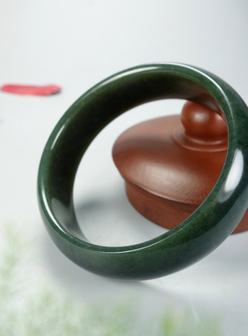 今石缘  和田玉青玉手镯宽条玉镯子 送证书送包装盒 规格全