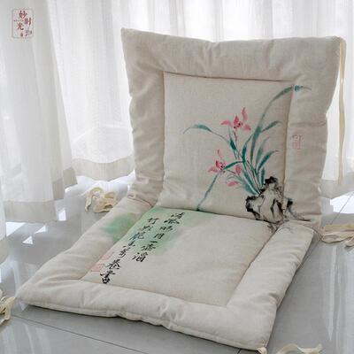 手绘坐垫原创棉麻复古藤椅躺椅垫