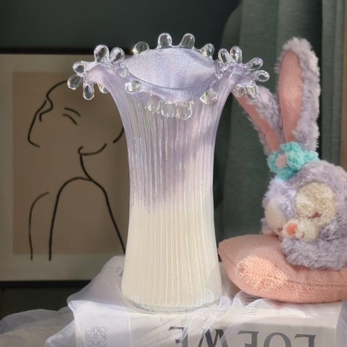 星黛露紫渐变白瓷色水滴手工花瓶